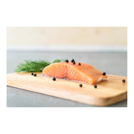 Salmon, King, Fresh Alaskan, Troll-Caught, Wild, Fillet, Ribbed, Skin On, 10 Lbs Cs